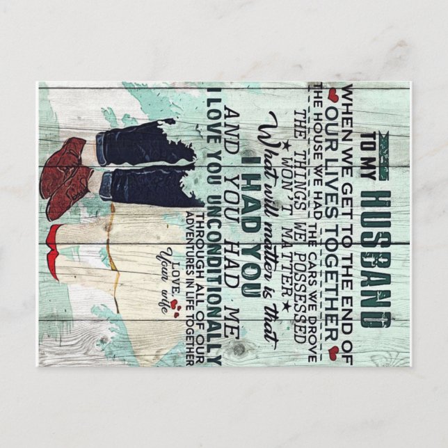 Cute Letter To Husband | Cool Design Gift | Postcard (Front)