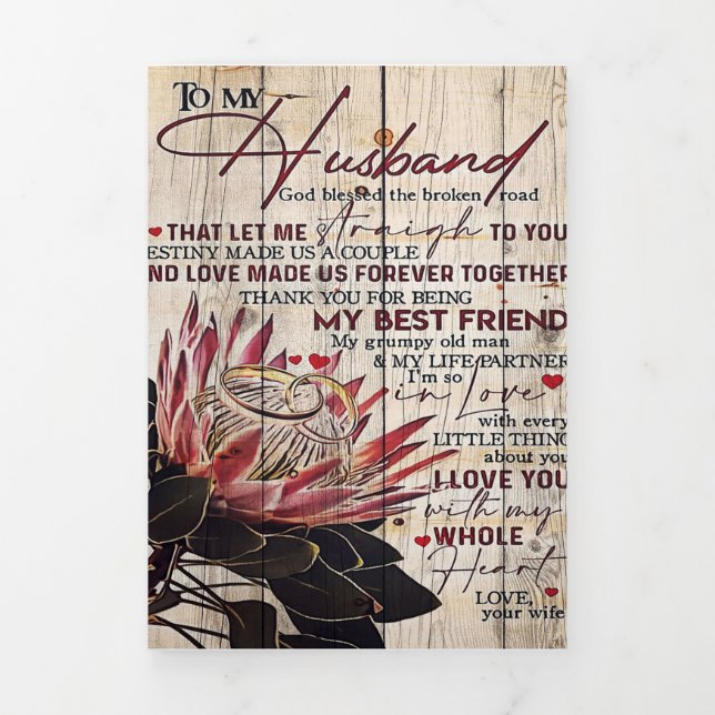 Cute Letter To Husband | Cool Design Gift | Tri-Fold Announcement (Cover)