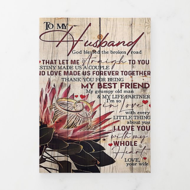 Cute Letter To Husband | Cool Design Gift | Tri-Fold Announcement (Cover)