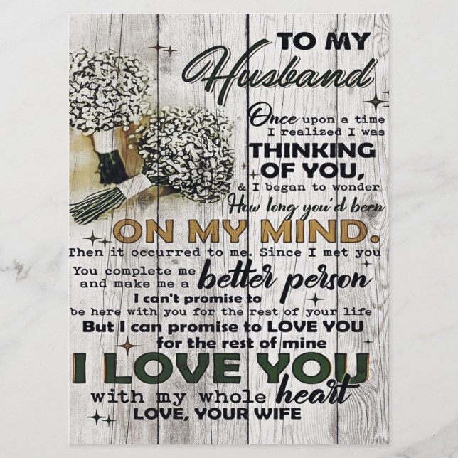 Cute Letter To Husband | Lovely Gift | Father Day Menu (Front)