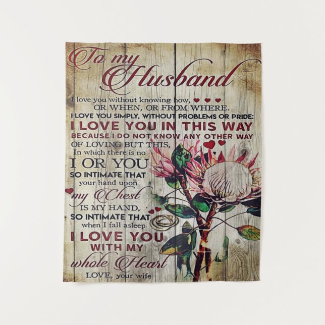 Cute Letter To Husband | Lovely Gift | Father Day Tapestry (Front)