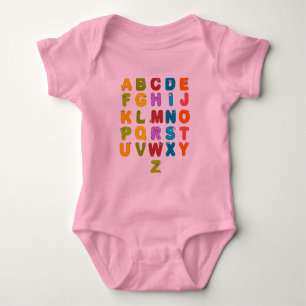 Cute Letters Funny Learning Alphabet Rainbow Colou Baby Bodysuit