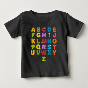Cute Letters Funny Learning Alphabet Rainbow Colou Baby T-Shirt