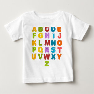 Cute Letters Funny Learning Alphabet Rainbow Colou Baby T-Shirt