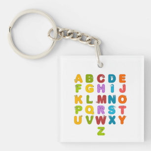 Cute Letters Funny Learning Alphabet Rainbow Colou Key Ring