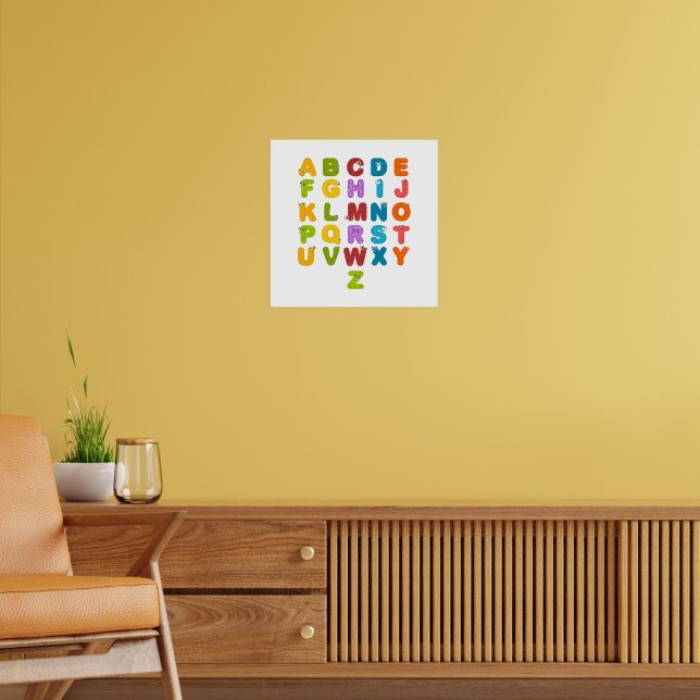 Cute Letters Funny Learning Alphabet Rainbow Colou Poster (Living Room 2)