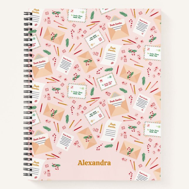 Cute Letters to Santa and Mail Christmas Pattern Notebook (Front)