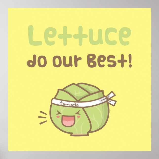 Cute Lettuce Do Our Best Vegetable Pun Humour Poster (Front)