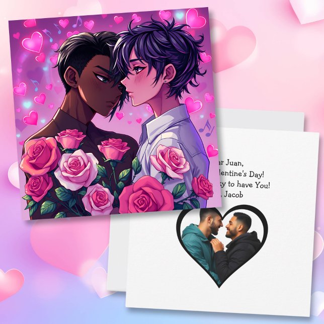 Cute LGBT+ Anime Personalised Valentine's Day Card (Creator Uploaded)