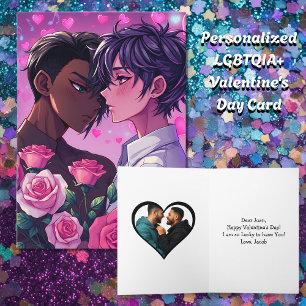 Cute LGBT+ Anime Personalised Valentine's Day Card