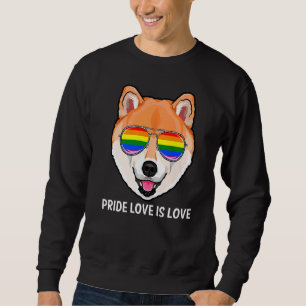 Cute Lgbt Pride Love Is Love Shiba Inu Dog Puppy Sweatshirt