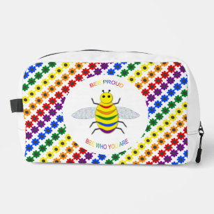 Cute LGBT Proud Rainbow Bee and Flowers Dopp Kit