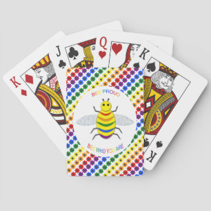 Cute LGBT Proud Rainbow Bee and Flowers Playing Cards