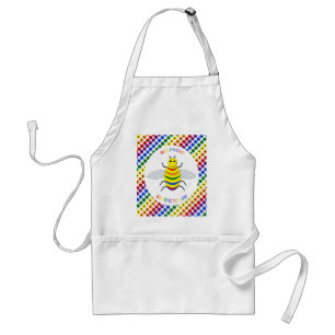 Cute LGBT Proud Rainbow Bee and Flowers Standard Apron
