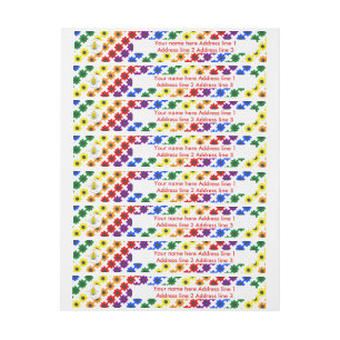 Cute LGBT Proud Rainbow Bee and Flowers Wrap Around Label