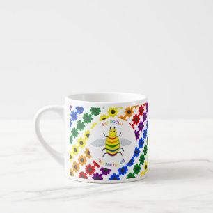 Cute LGBT Rainbow Bee and Flowers Espresso Cup