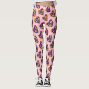 Cute LGBT Rainbow Flag Hearts Pattern Gay Pride Leggings