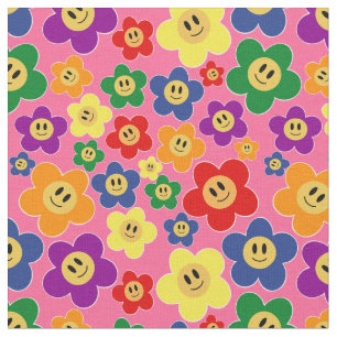Cute LGBT Rainbow Flower Pattern - Pink Fabric