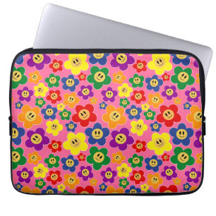 Cute LGBT Rainbow Flower Pattern－Pink Laptop Sleeve