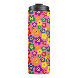 Cute LGBT Rainbow Flower Pattern-Pink Thermal Tumbler