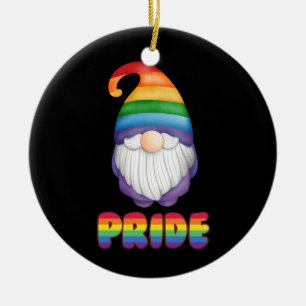 Cute LGBTQ Pride Colourful Rainbow Custom Text Ceramic Ornament
