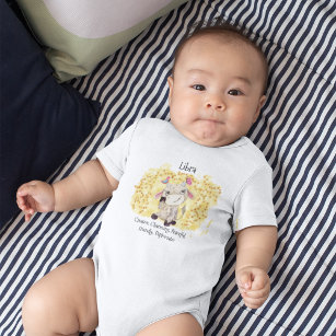 Cute Libra Watercolor Bull Zodiac Baby Bodysuit