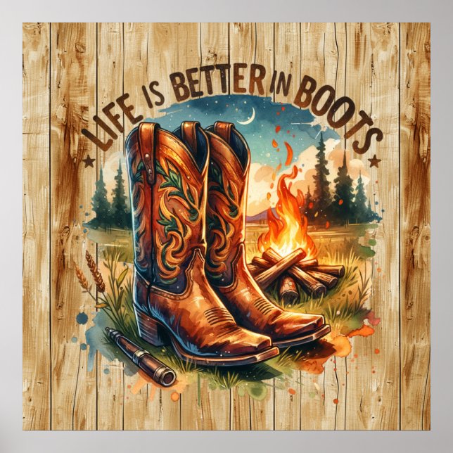Cute life better boots Western Poster (Front)