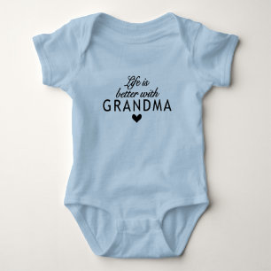 cute life better Grandma word art Baby Bodysuit