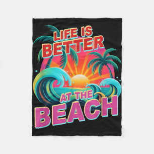 Cute life is better at beach cruising vacation fleece blanket
