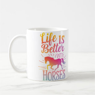 Cute Life Is Better With Horses Horseback Riding L Coffee Mug