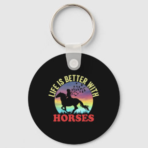 Cute Life Is Better With Horses Horseback Riding P Key Ring