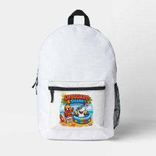 Cute Lifeguard & Sharky Summer Fun Cartoon Printed Backpack