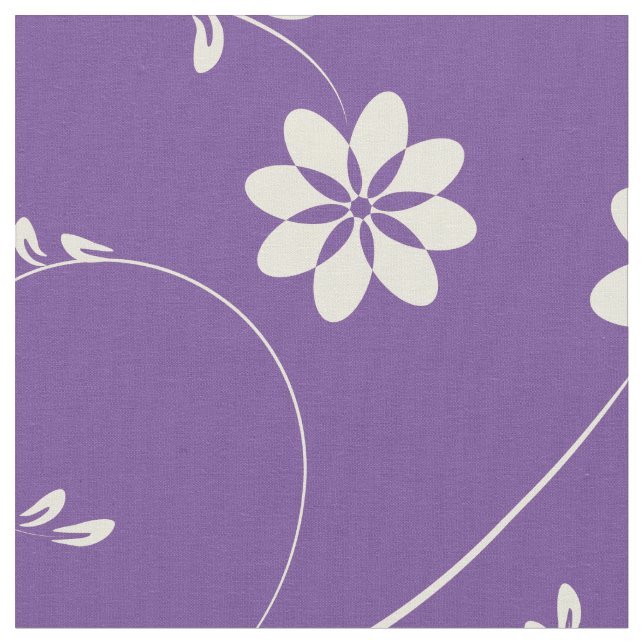 Cute Light Beige & Purple Floral Pattern Fabric (Close Up)