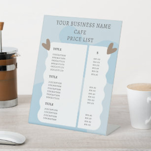 Cute Light Blue Business Price List  Pedestal Sign