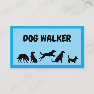 Cute Light Blue Dog Walker & Pet Sitter Business Card