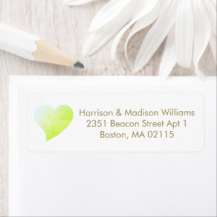 Cute light blue green heart custom Return Address Label