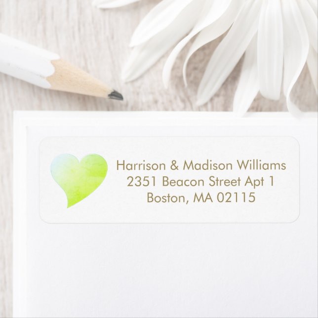 Cute light blue green heart custom Return Address Label (Insitu)