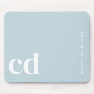 Cute Light Blue Monogram Initial Mouse Pad
