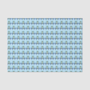 Cute Light Blue Owl Pattern Tissue Paper