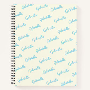 Cute Light Blue Personalised Script Name Sketch Notebook