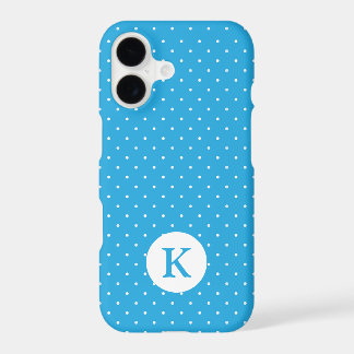 Cute Light Blue Polka Dot Pattern Monogram