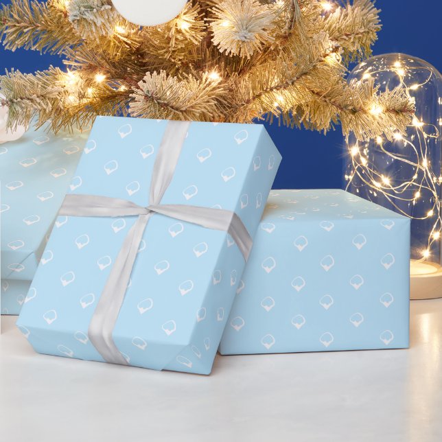 Cute light blue white snowflakes snow falling wrapping paper (Holidays)
