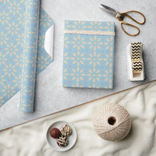 Cute Light Blue Winter Geometric Snowflake Pattern Wrapping Paper
