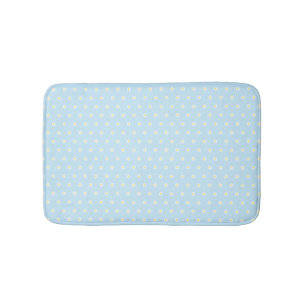 Cute light blue yellow white daisy flowers pattern bath mat