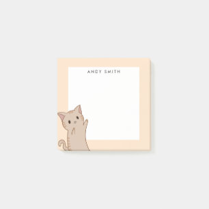 Cute light Brown Cat Personalised Post-it Notes