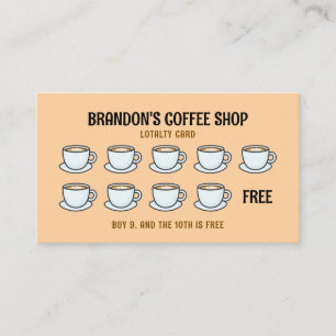Cute Light Brown Illustration Coffee Shop Loyalty Card