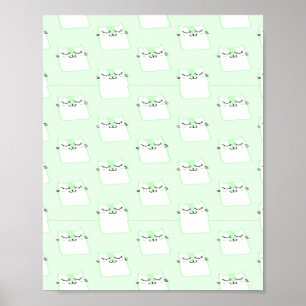 Cute light green cat wallpaper poster