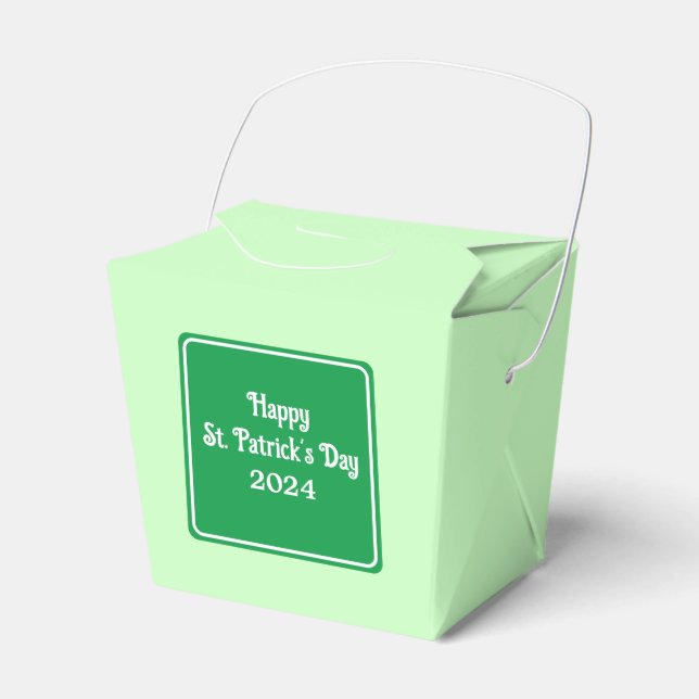 Cute Light Green Happy St Patricks Day Favour Box (Front Side)