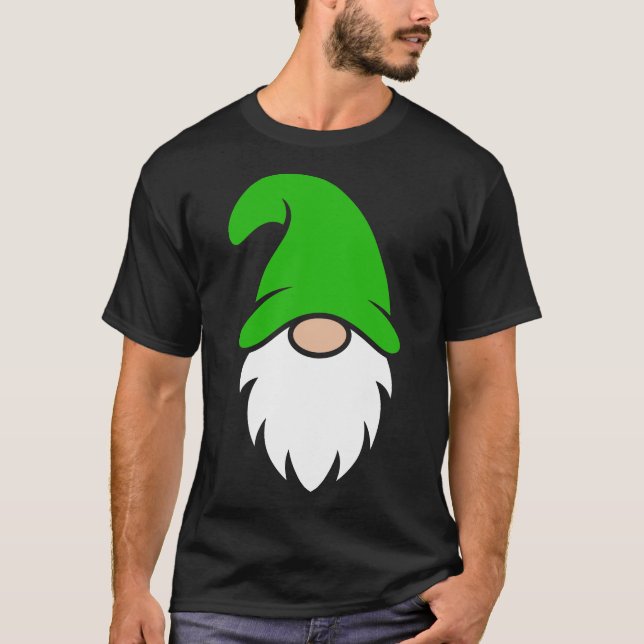 Cute Light Green Hat Christmas Gnome T-Shirt (Front)