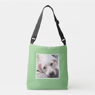 Cute Light Green Tired White Puppy Dog Pretty Cros Crossbody Bag